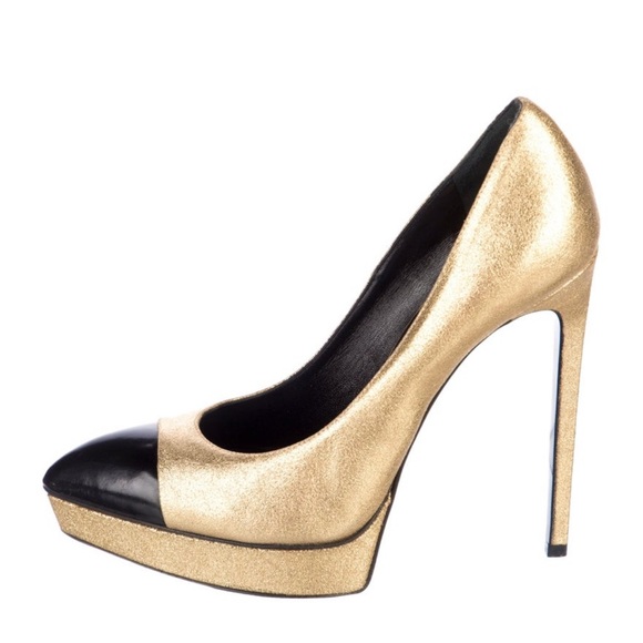 Saint Laurent Women's Heels in Gold and Black size 39/8 - Picture 3 of 5